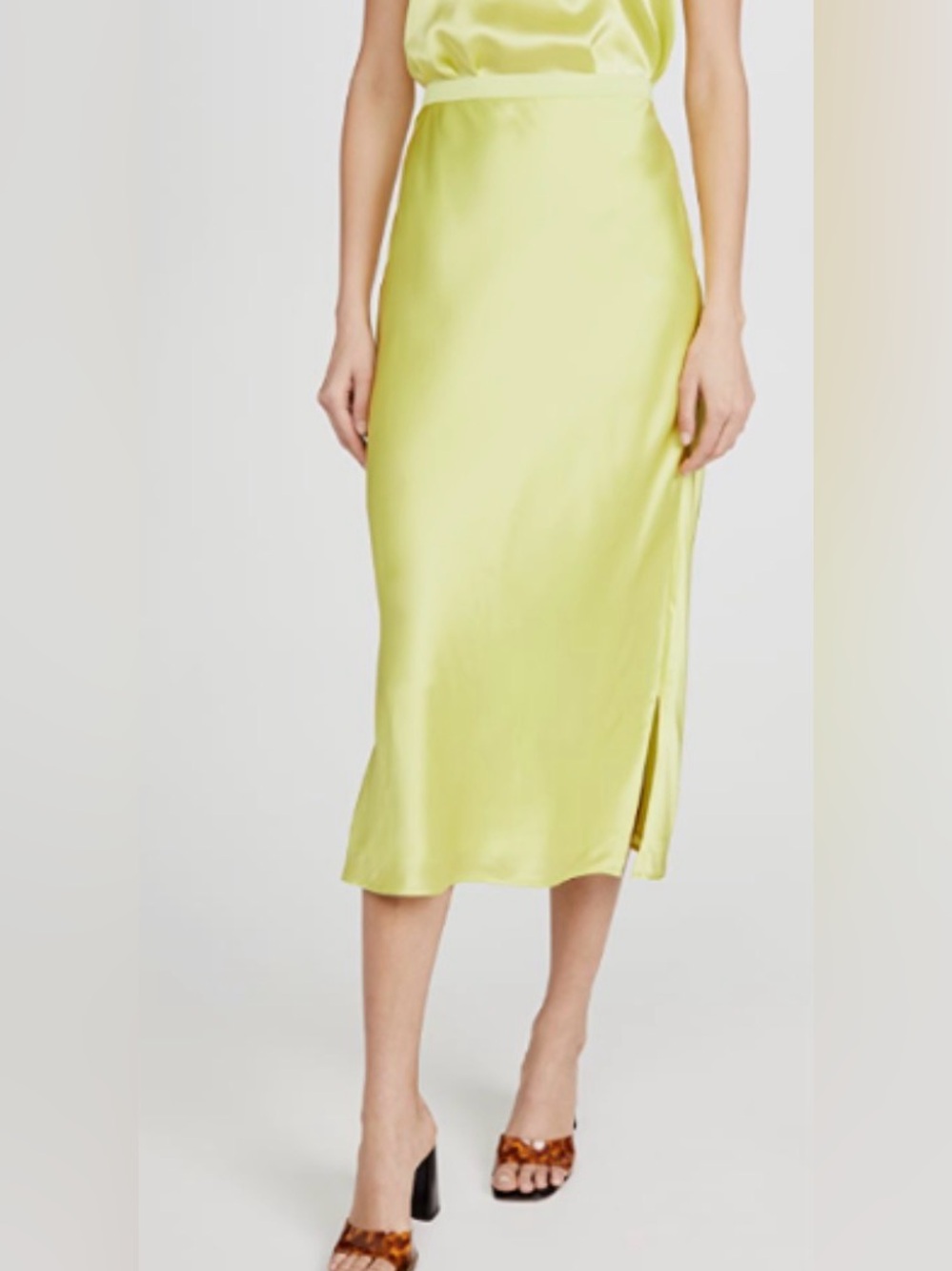 Cami NYC 100% silk skirt neon EUC